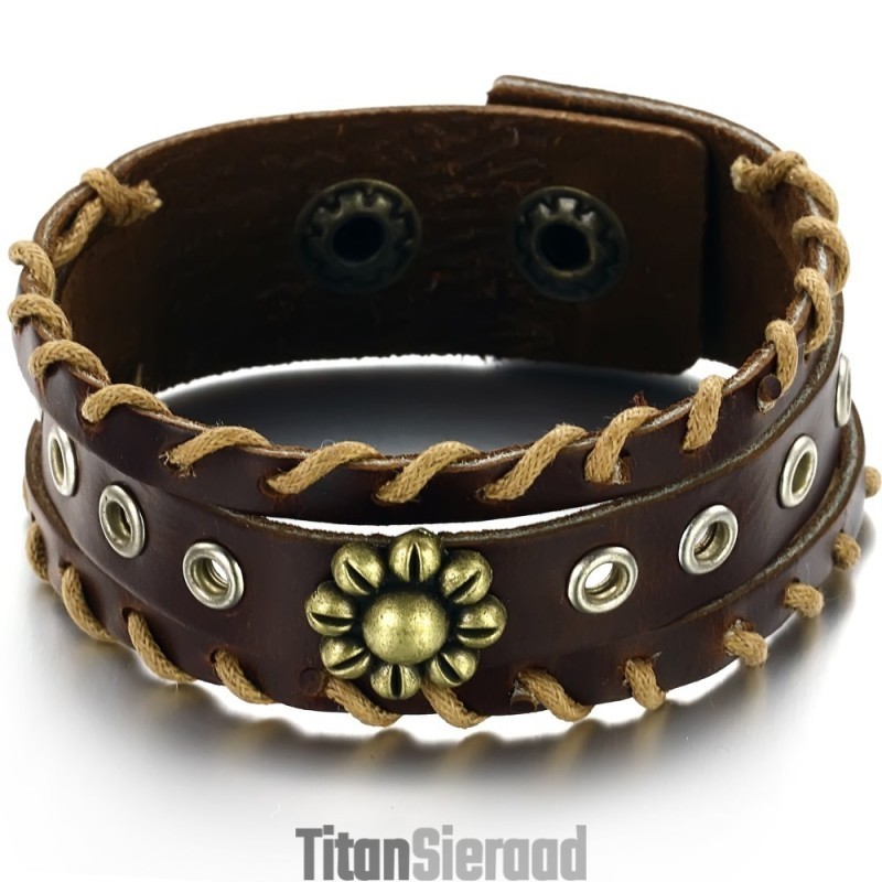 Retro Titanium Leren Armband Van Uitstekende Kwaliteit