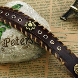 Retro Titanium Leren Armband Van Uitstekende Kwaliteit