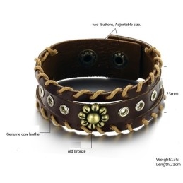 Retro Titanium Leren Armband Van Uitstekende Kwaliteit