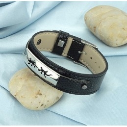 Hoogwaardige Zwarte Titanium Leren Armband