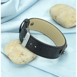 Hoogwaardige Zwarte Titanium Leren Armband