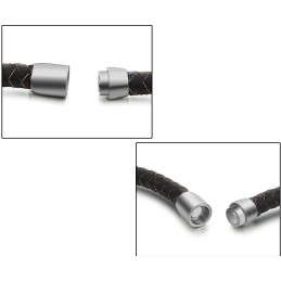 Gebruiksvriendelijke Mannelijke Bruine Titanium Leren Armband