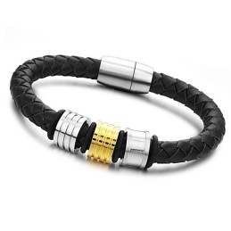 De Koningin Van De Hoogwaardige Zwarte Titanium Leren Armband