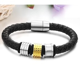 De Koningin Van De Hoogwaardige Zwarte Titanium Leren Armband