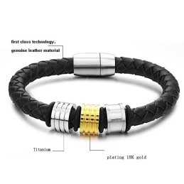 De Koningin Van De Hoogwaardige Zwarte Titanium Leren Armband