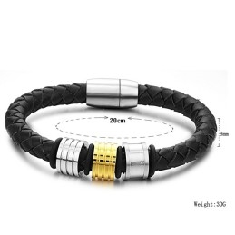 De Koningin Van De Hoogwaardige Zwarte Titanium Leren Armband