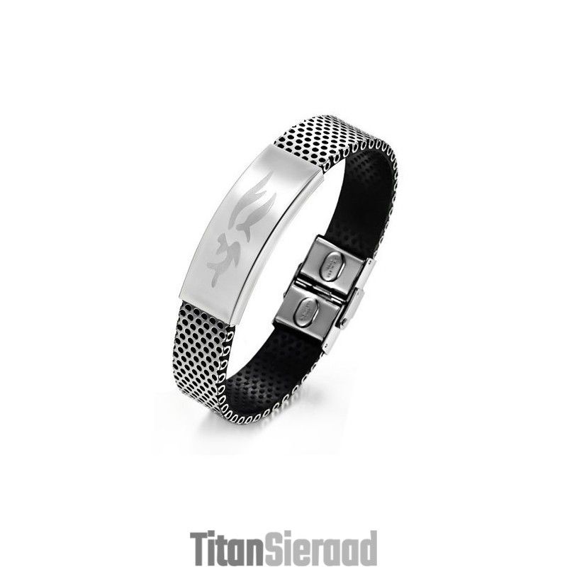 Duurzame Mannelijke Titanium Leren Armband
