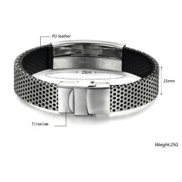 Duurzame Mannelijke Titanium Leren Armband