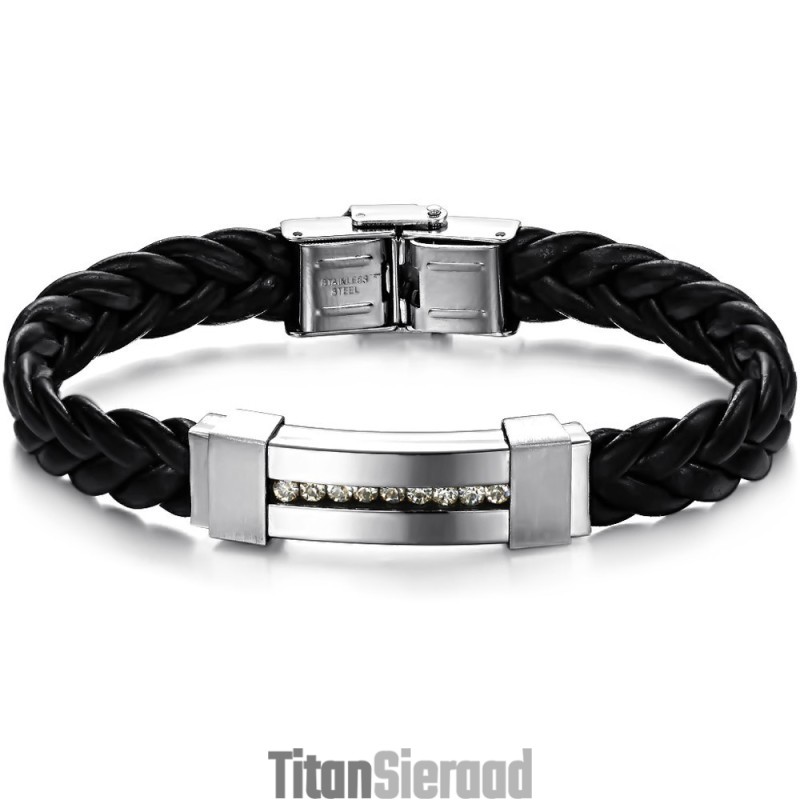 De Koningin Van De Kwaliteitstitanium Leren Armband Met Strass De Koningin Van De Kwaliteitstitanium Leren Armband Met Strass
