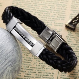 De Koningin Van De Kwaliteitstitanium Leren Armband Met Strass