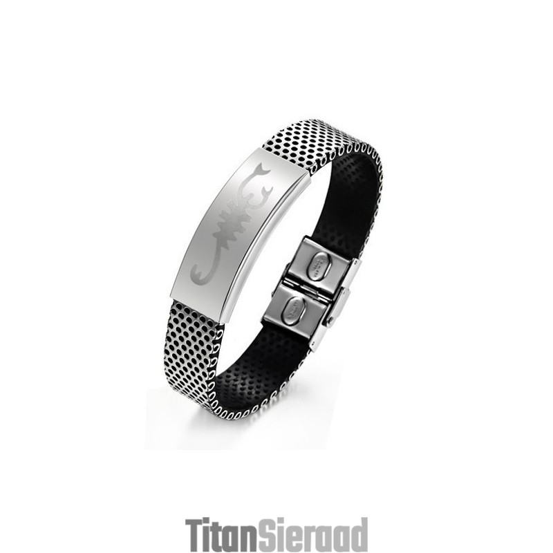 Stabiele Kwaliteit Scorpion Titanium Leren Armband