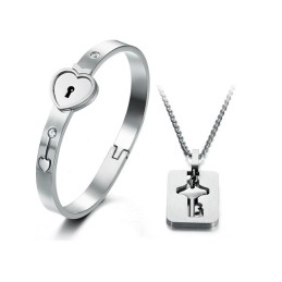 Breed Scala Aan Titanium Armbanden Met Slot Voor Geliefden