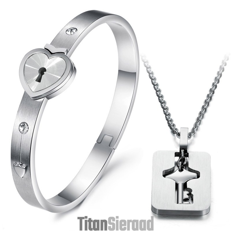 Hoogwaardige Titanium Armband In Slotvorm Voor Geliefden