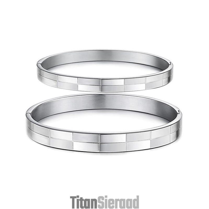 Breed Scala Aan Raster Titanium Armbanden Voor Geliefden