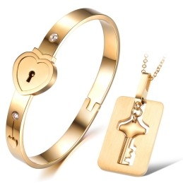 Betrouwbare Reputatie Slotvorm Titanium Armband Voor Geliefden
