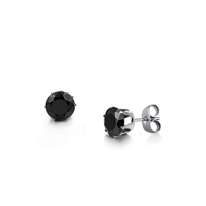 Hoogwaardige Herenoorbellen Van Zwart Titanium Met Diamant Hoogwaardige Herenoorbellen Van Zwart Titanium Met Diamant