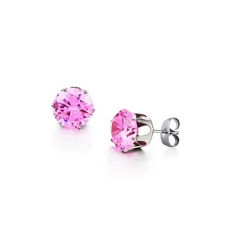 Breed Scala Aan Roze Titanium Oorbellen Voor Dames Met Diamant