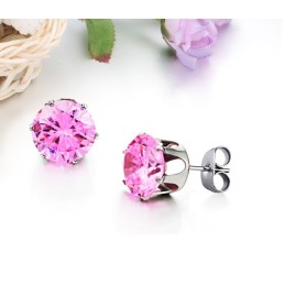Breed Scala Aan Roze Titanium Oorbellen Voor Dames Met Diamant