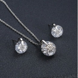 Kwaliteit En Kwantiteit Gegarandeerde Vrouwelijke Sneeuwvlok Titanium Ketting En Oorbellen Met Strass