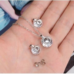 Kwaliteit En Kwantiteit Gegarandeerde Vrouwelijke Sneeuwvlok Titanium Ketting En Oorbellen Met Strass