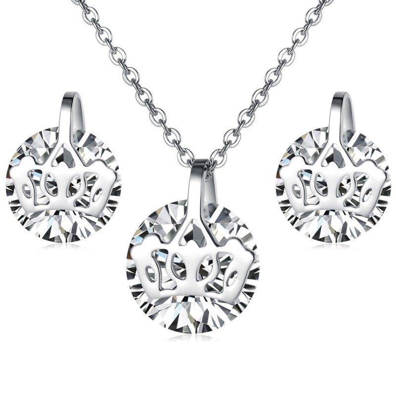 Betrouwbare Kwaliteit Dames Titanium Ketting En Oorbellen Met Strass