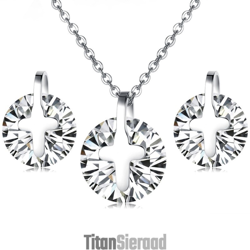 De Koningin Van Kwaliteitstitanium Ketting En Oorbellen Met Strass