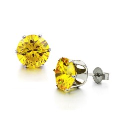 Duurzame, Vrouwelijke, Gele Titanium Oorbellen Met Strass