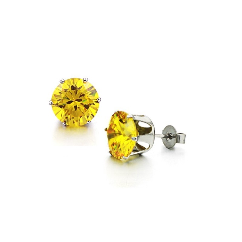 Duurzame, Vrouwelijke, Gele Titanium Oorbellen Met Strass Duurzame, Vrouwelijke, Gele Titanium Oorbellen Met Strass