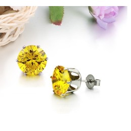 Duurzame, Vrouwelijke, Gele Titanium Oorbellen Met Strass