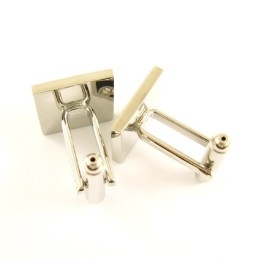 Vierkante Manchetknopen Van Titanium En Zwart Ip-Geplateerd Met Diamanten