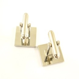 Vierkante Manchetknopen Van Titanium En Zwart Ip-Geplateerd Met Diamanten