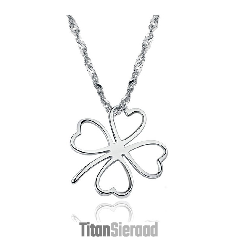 Gebruiksvriendelijke Vrouwelijke Klavervormige Platina Titanium Ketting Gebruiksvriendelijke Vrouwelijke Klavervormige Platina Titanium Ketting