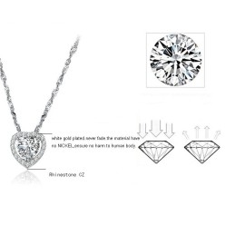 Betrouwbare Kwaliteit Vrouwelijke Sweetheart Platina Titanium Ketting Met Strass
