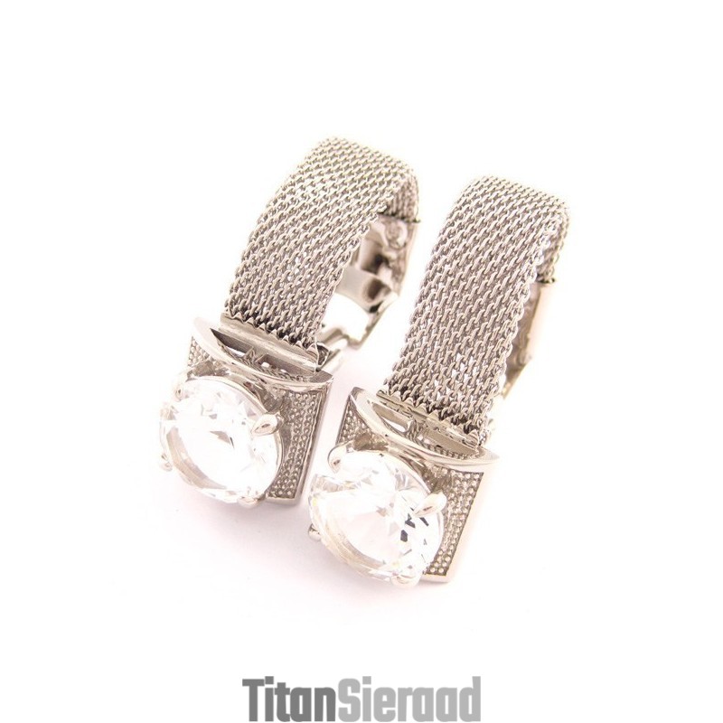 Mode Nieuwe Stijl Titanium Manchetknopen Met Knipperende Kristallen
