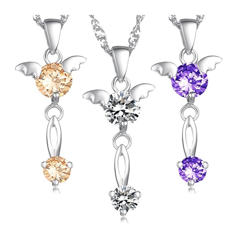 Stabiele Kwaliteit Vrouwelijke Paarse Platina Titanium Ketting Met Diamant Stabiele Kwaliteit Vrouwelijke Paarse Platina Titanium Ketting Met Diamant