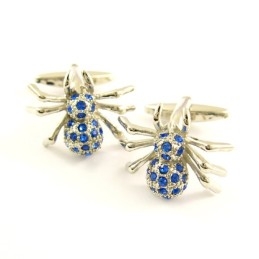 Titanium Mysterieuze Spinnen Manchetknopen Met Blauwe Diamanten
