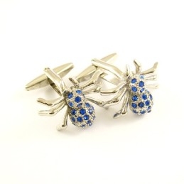 Titanium Mysterieuze Spinnen Manchetknopen Met Blauwe Diamanten