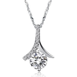 Uitstekende Kwaliteit Vrouwelijke Platina Titanium Ketting Met Diamant
