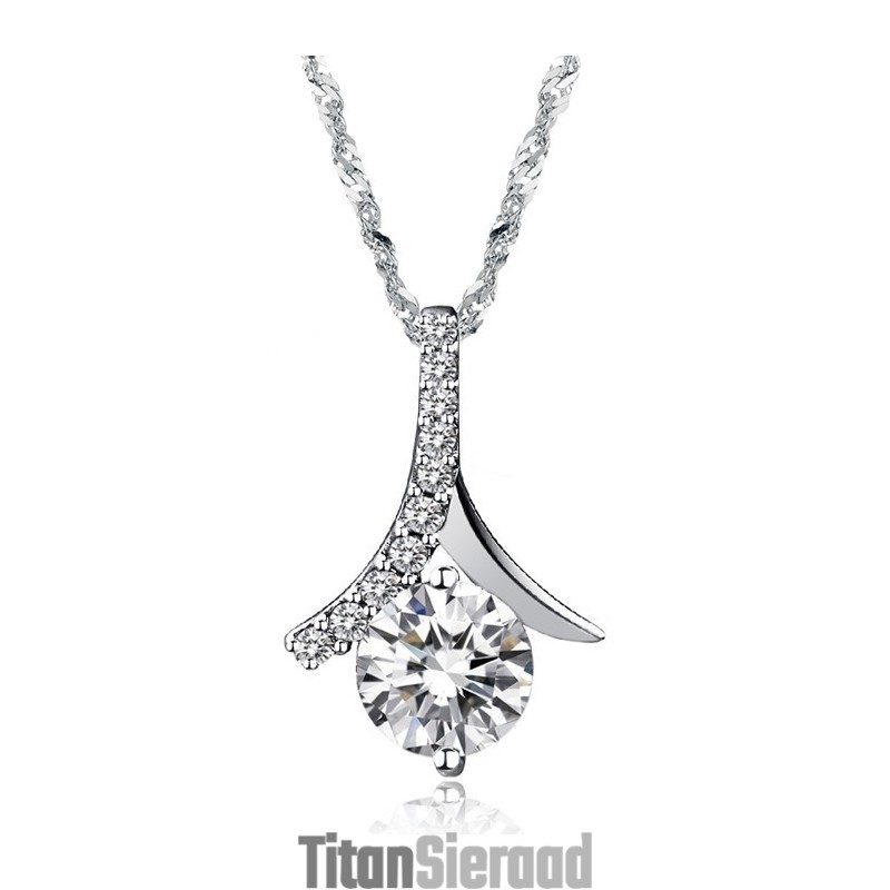 Uitstekende Kwaliteit Vrouwelijke Platina Titanium Ketting Met Diamant