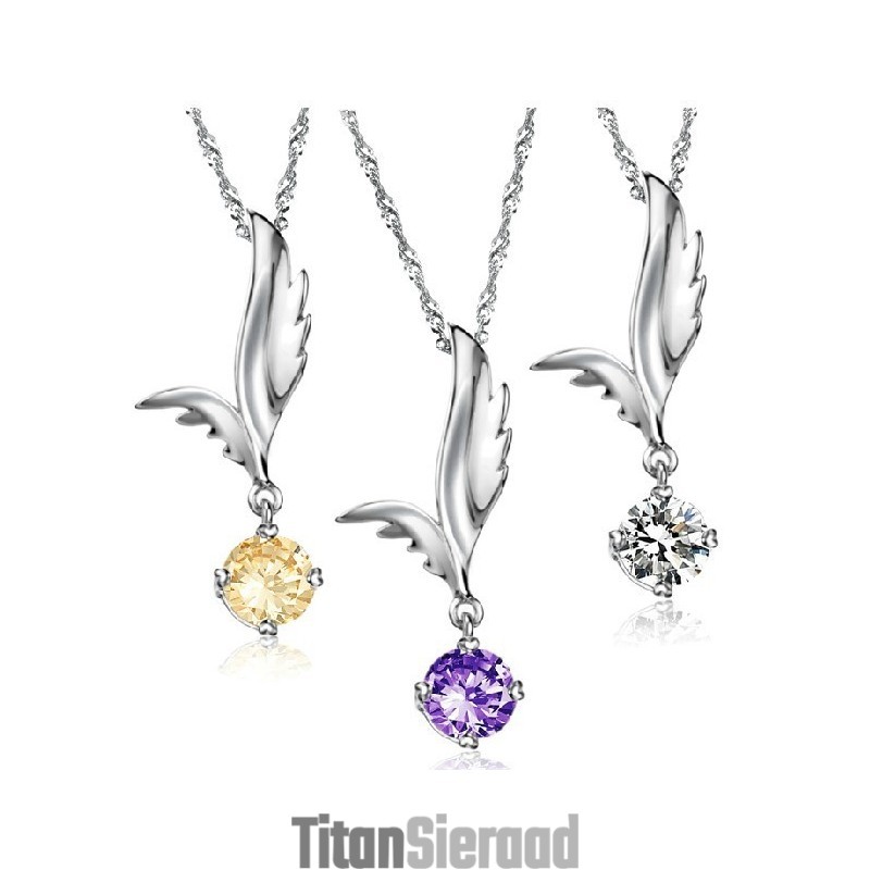 Betrouwbare Kwaliteit Vrouwelijke Vleugelvormige Platina Titanium Ketting Met Strass Betrouwbare Kwaliteit Vrouwelijke Vleugelvormige Platina Titanium Ketting Met Strass