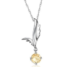 Betrouwbare Kwaliteit Vrouwelijke Vleugelvormige Platina Titanium Ketting Met Strass