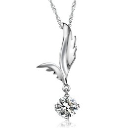 Betrouwbare Kwaliteit Vrouwelijke Vleugelvormige Platina Titanium Ketting Met Strass