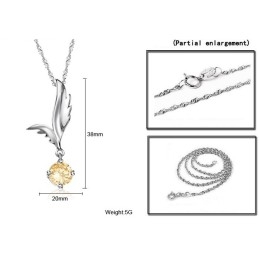 Betrouwbare Kwaliteit Vrouwelijke Vleugelvormige Platina Titanium Ketting Met Strass