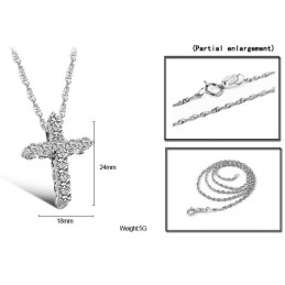 Betrouwbare Reputatie Vrouwelijke Kruis Platina Plating Titanium Ketting Met Strass