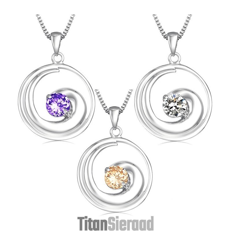 Hoogwaardige Dames Platina Titanium Ketting Met Diamant