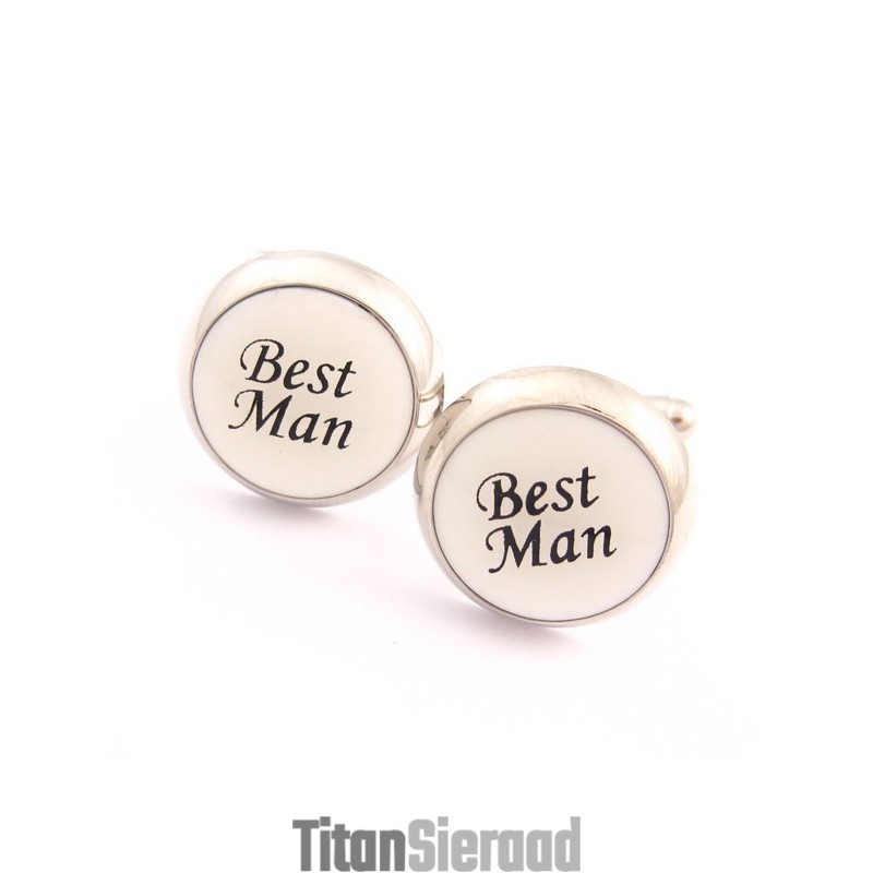 Beste Man Titanium En Zwarte Ip Vergulde Ronde Manchetknopen Beste Man Titanium En Zwarte Ip Vergulde Ronde Manchetknopen