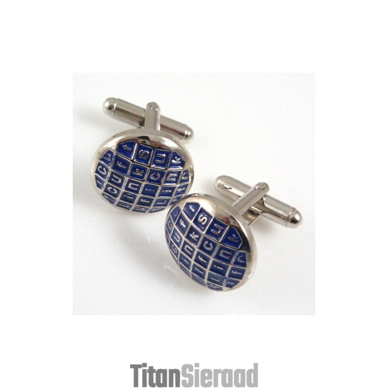 Titanium En Blauw Ip-Geplateerde Ronde Manchetknopen