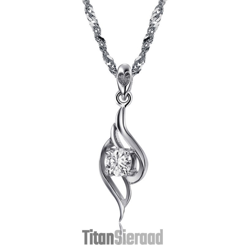Hoogwaardige Vrouwelijke Veervormige Platina Titanium Ketting
