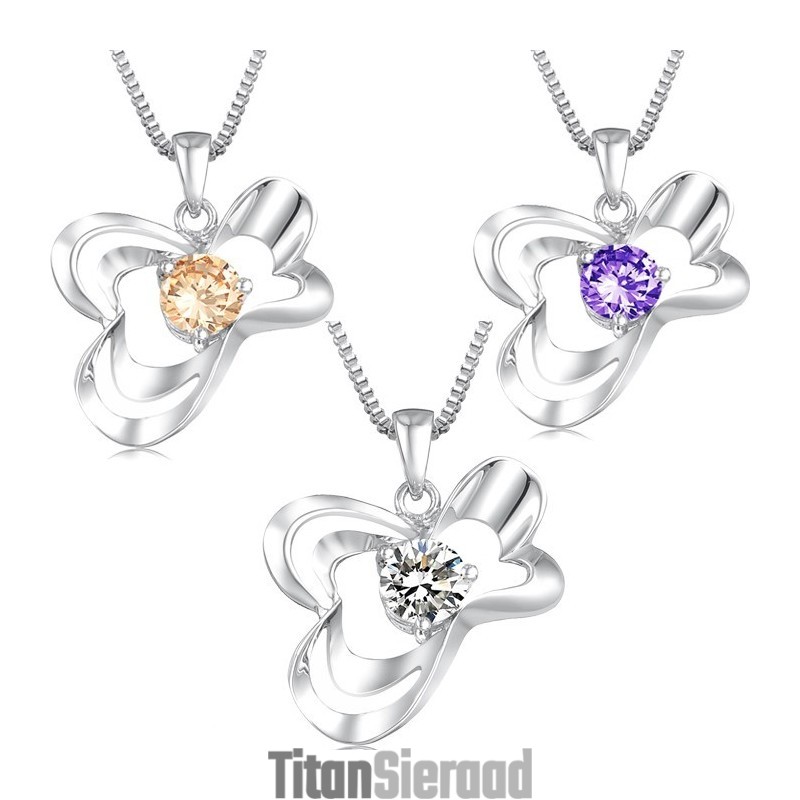 Uitstekende Kwaliteit Vrouwelijke Platina Titanium Ketting Met Diamant
