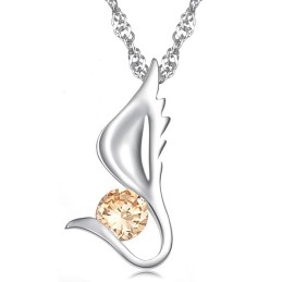 De Koningin Van Kwaliteit Vrouwelijke Vleugelvorm Platina Titanium Ketting Met Diamant